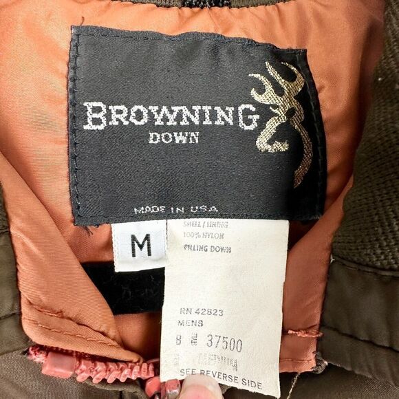 Browning Vintage Down Vest Size Medium Hunting USA Made Outdoors Camping - Picture 8 of 8